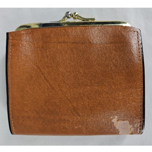 PRINCESS GARDNER VINTAGE WOMENS BROWN TOPGRAIN LEATHER BIFOLD COIN PURSE WALLET - Picture 2 of 11